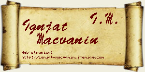 Ignjat Mačvanin vizit kartica